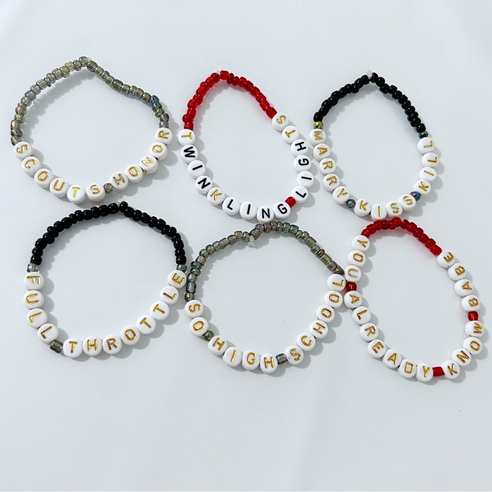 6 So High School Taylor Swift Friendship Bracelets Glass Beads TTPD Travis Kelce